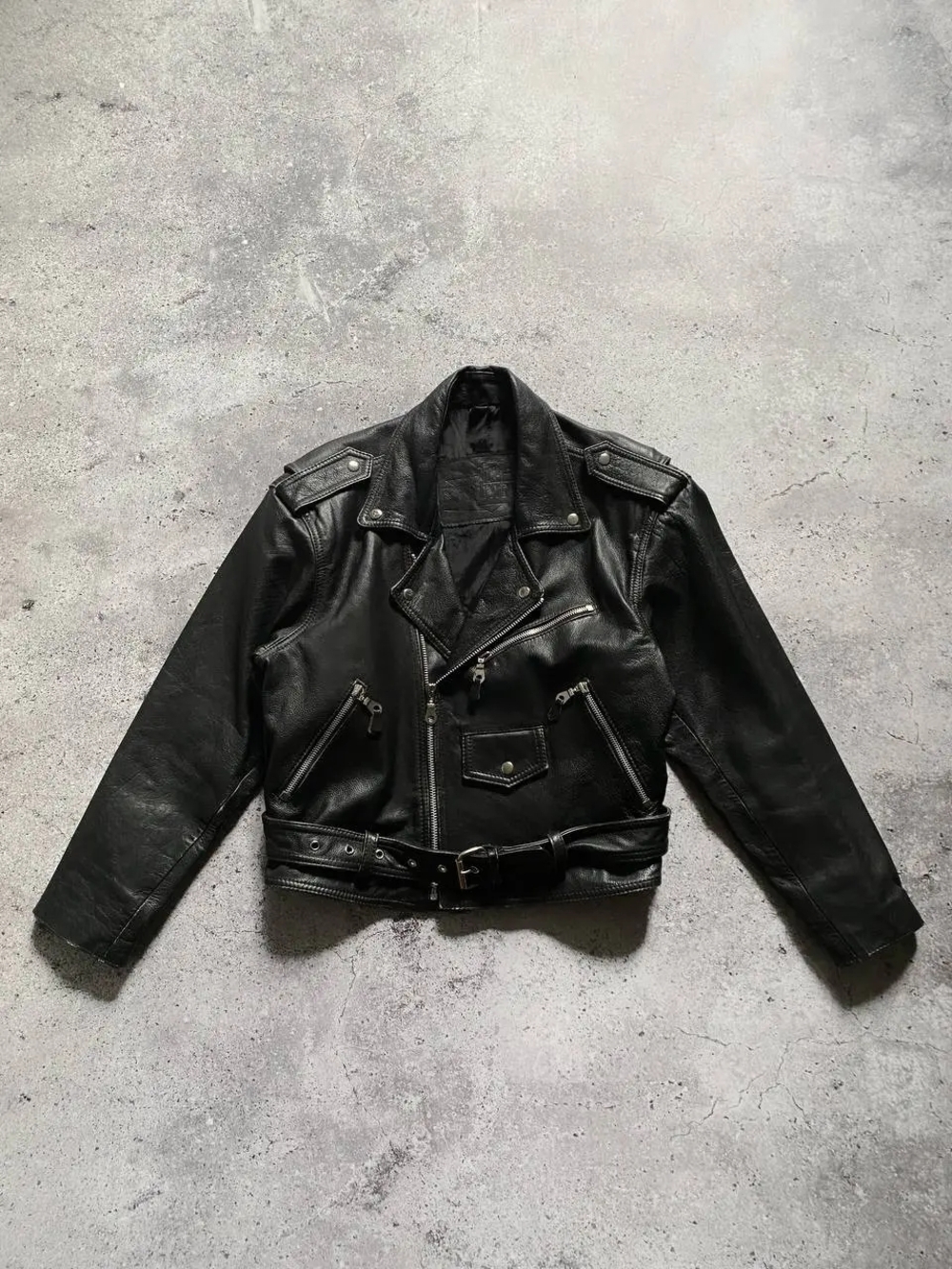 VINTAGE 90s RAMONES BLACK LEATHER BIKER JACKET RARE